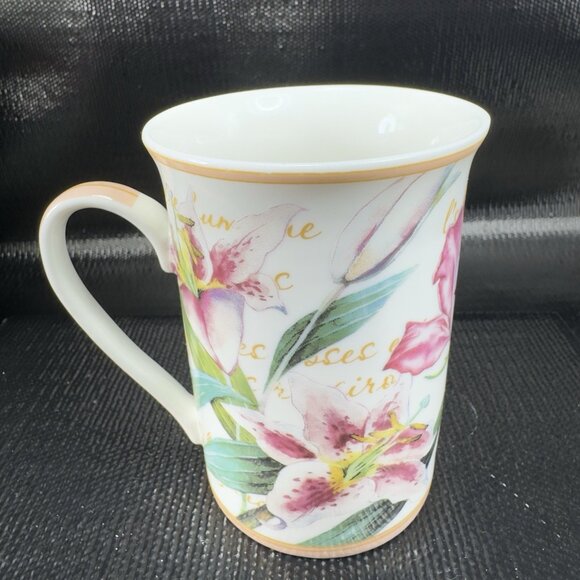Kent Pottery Tiger Lilly Coffee Mug Cup Floral Coffee Mug Bone China Porcelain - Picture 1 of 11